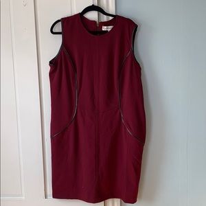 GIULIANA RANCIC 1X BURGUNDY DRESS WITH LEATHER